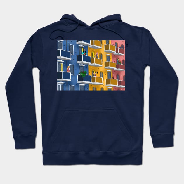 Social Distancing Balconies Hoodie by RoeArtwork